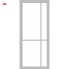 Lerens Solid Wood Internal Door UK Made  DD0117C Clear Glass - Mist Grey Premium Primed - Urban Lite® Bespoke Sizes