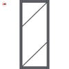 Aria Solid Wood Internal Door Pair UK Made DD0124C Clear Glass - Stormy Grey Premium Primed - Urban Lite® Bespoke Sizes