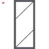 Aria Solid Wood Internal Door UK Made  DD0124C Clear Glass - Stormy Grey Premium Primed - Urban Lite® Bespoke Sizes