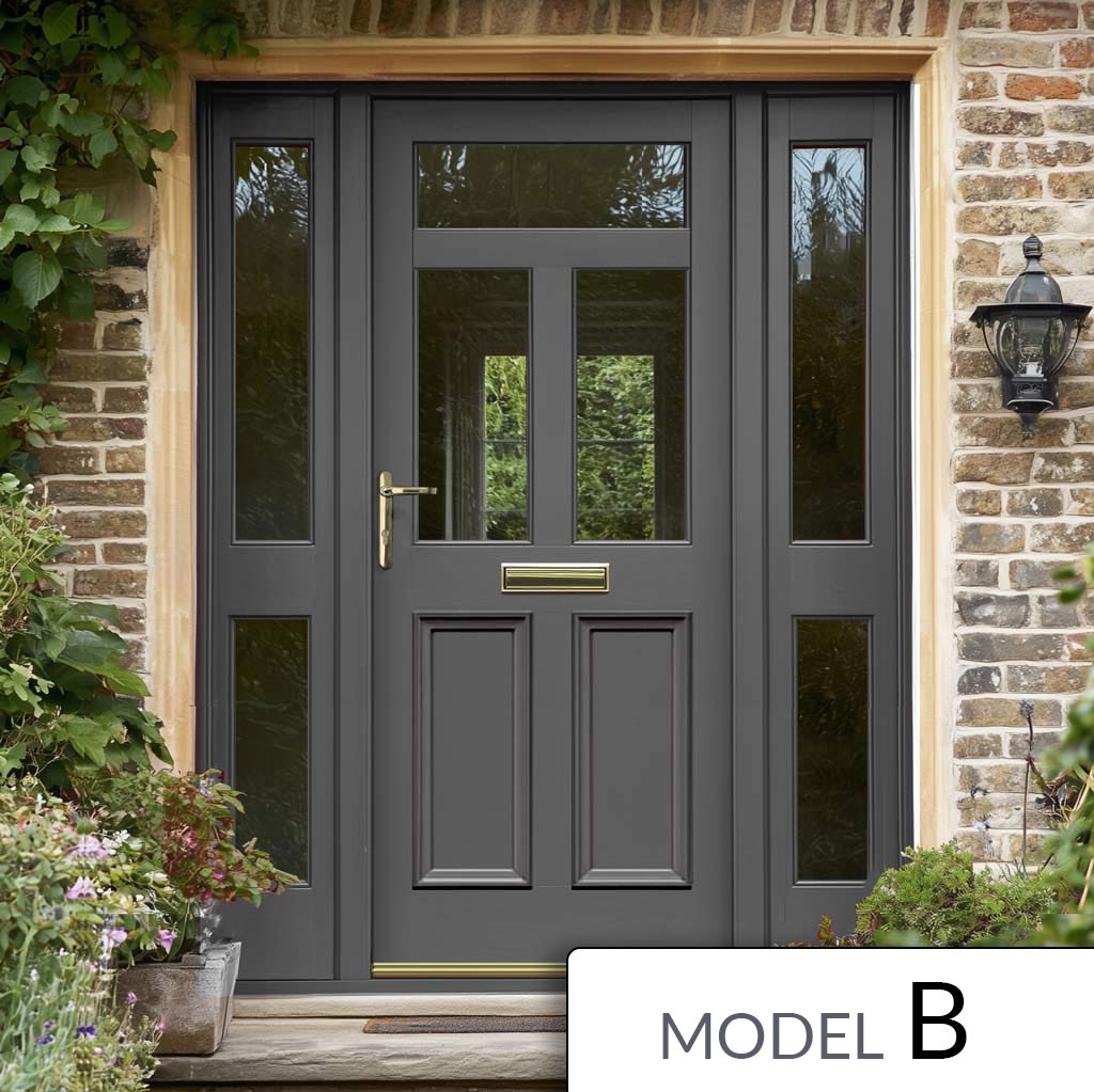 Exterior Victorian Nightingale 3L 2P Front Door with Two Sidelights