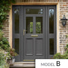 Exterior Victorian Nightingale 3L 2P Front Door with Two Sidelights - Customisable: Size, Colour, Glass and Sidelight Options