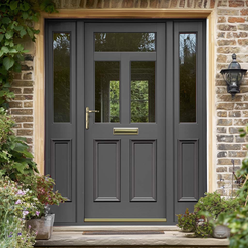 Exterior Victorian Nightingale 3L 2P Front Door with Two Sidelights