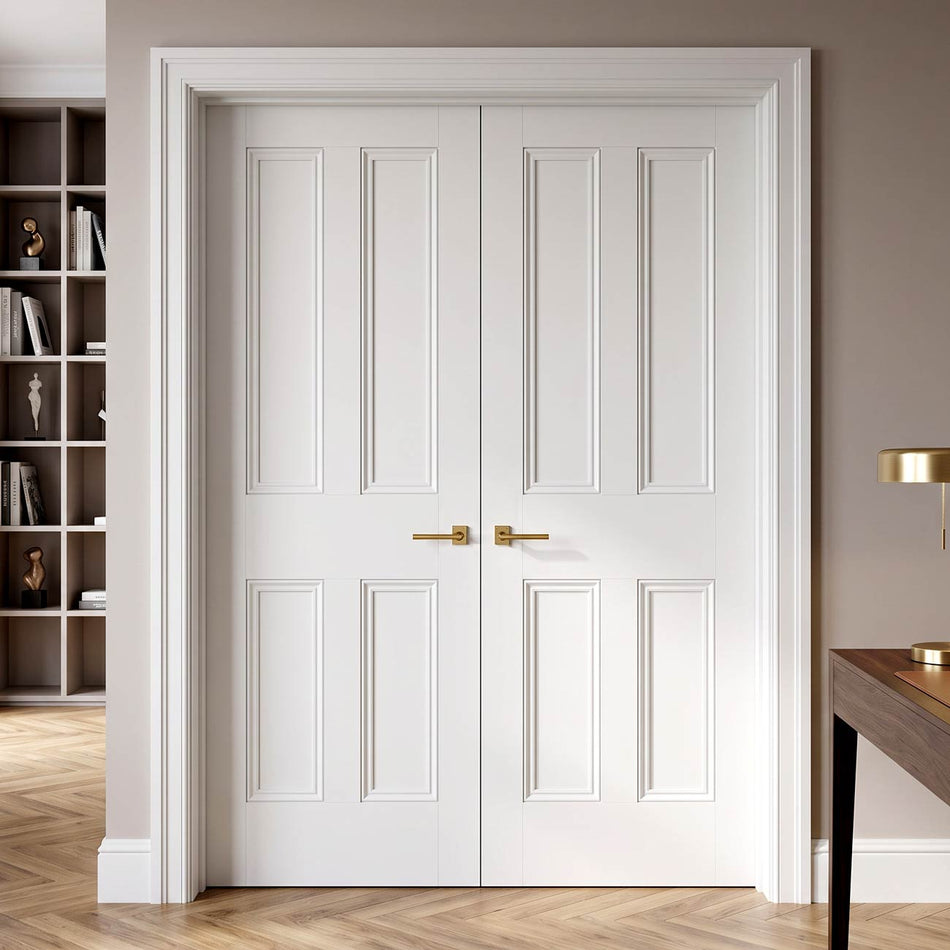 Nostalgia 4 Panel Internal Door Pair - White Primed