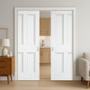 Nostalgia 4 Panel White Primed Double Evokit Pocket Door - Unfinished