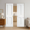 Nostalgia 4 Panel White Primed Double Absolute Evokit Pocket Door - Unfinished