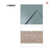 Top Mounted Black Sliding Track & Solid Wood Door - V-Line® Grooved Flush Door V082 - Premium Primed - Six Colour Options