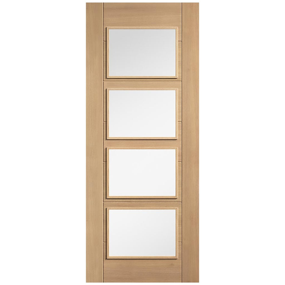 Carini 4L Oak Internal Internal Door Pair - Clear Glass - Prefinished