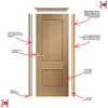 Simpli Internal Door Set - Shaker Oak 4 Pane Door - Obscure Glass - Prefinished