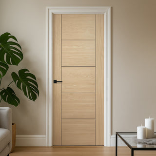 Image: Friendly Value - 7 Panel Oak Flush Internal Door - Unfinished - 30 Minute Fire Rated