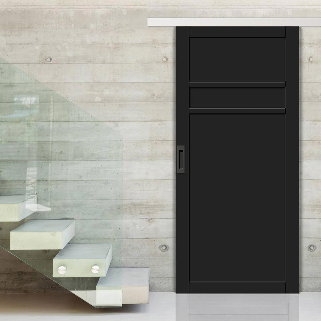 Single Sliding Door & Premium Wall Track - Eco-Urban® Orkney 3 Panel Door DD6403 - 6 Colour Options