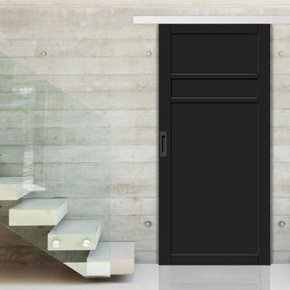 Image: Single Sliding Door & Premium Wall Track - Eco-Urban® Orkney 3 Panel Door DD6403 - 6 Colour Options