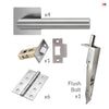 Orlando Double Door Lever Handle Pack - 6 Square Hinges - Satin Stainless Steel - Combo Handle and Accessory Pack