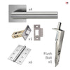 Orlando Double Door Lever Handle Pack - 6 Square Hinges - Satin Stainless Steel - Combo Handle and Accessory Pack