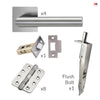 Orlando Double Door Lever Handle Pack - 8 Radius Cornered Hinges - Satin Stainless Steel - Combo Handle and Accessory Pack