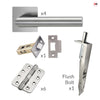 Orlando Double Door Lever Handle Pack - 6 Radius Cornered Hinges - Satin Stainless Steel - Combo Handle and Accessory Pack