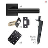 Orlando Double Door Lever Handle Pack - 6 Radius Cornered Hinges - Matt Black - Combo Handle and Accessory Pack