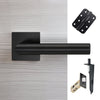 Orlando Double Door Lever Handle Pack - 6 Radius Cornered Hinges - Matt Black - Combo Handle and Accessory Pack