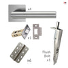 Orlando Double Door Lever Handle Pack - 6 Radius Cornered Hinges - Satin Stainless Steel - Combo Handle and Accessory Pack