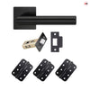 Orlando Door Lever Handle Pack - 3 Radius Cornered Hinges - Matt Black