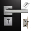 Orlando Door Lever Bathroom Handle Pack - 3 Square Hinges - Satin Stainless Steel