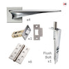 Zenith Double Door Lever Handle Pack - 6 Square Hinges - Polished Chrome Finish - Combo Handle and Accessory Pack
