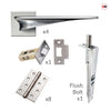 Zenith Double Door Lever Handle Pack - 8 Square Hinges - Polished Chrome Finish - Combo Handle and Accessory Pack