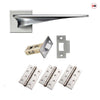 Zenith Door Lever Handle Pack - 3 Square Hinges - Polished Chrome Finish