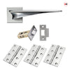 Zenith Door Lever Handle Pack - 3 Square Hinges - Polished Chrome Finish