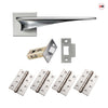 Zenith Door Lever Handle Pack - 4 Square Hinges - Polished Chrome Finish