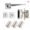 Zenith Door Lever Bathroom Handle Pack - 3 Square Hinges - Polished Chrome Finish