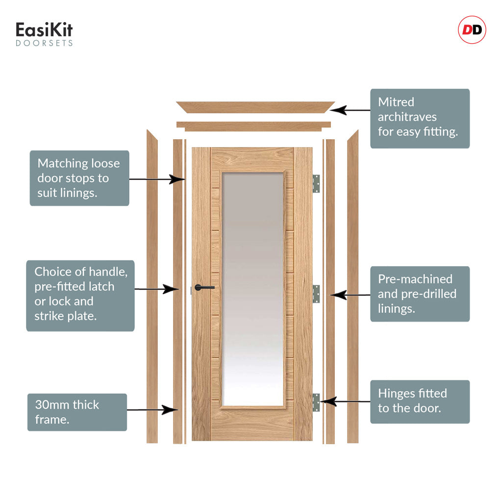 EasiKit Internal Door and Frame Kit - J B Kind Oak Contemporary Palomi