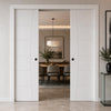 Pamplona Flush Double Evokit Pocket Doors - White Primed