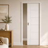 Pamplona Flush Single Evokit Pocket Door - White Primed