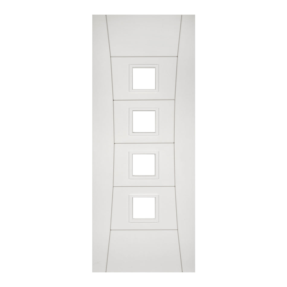 EasiKit Internal Door and Frame Kit - Pamplona White Primed Flush Internal Door - Clear Glass