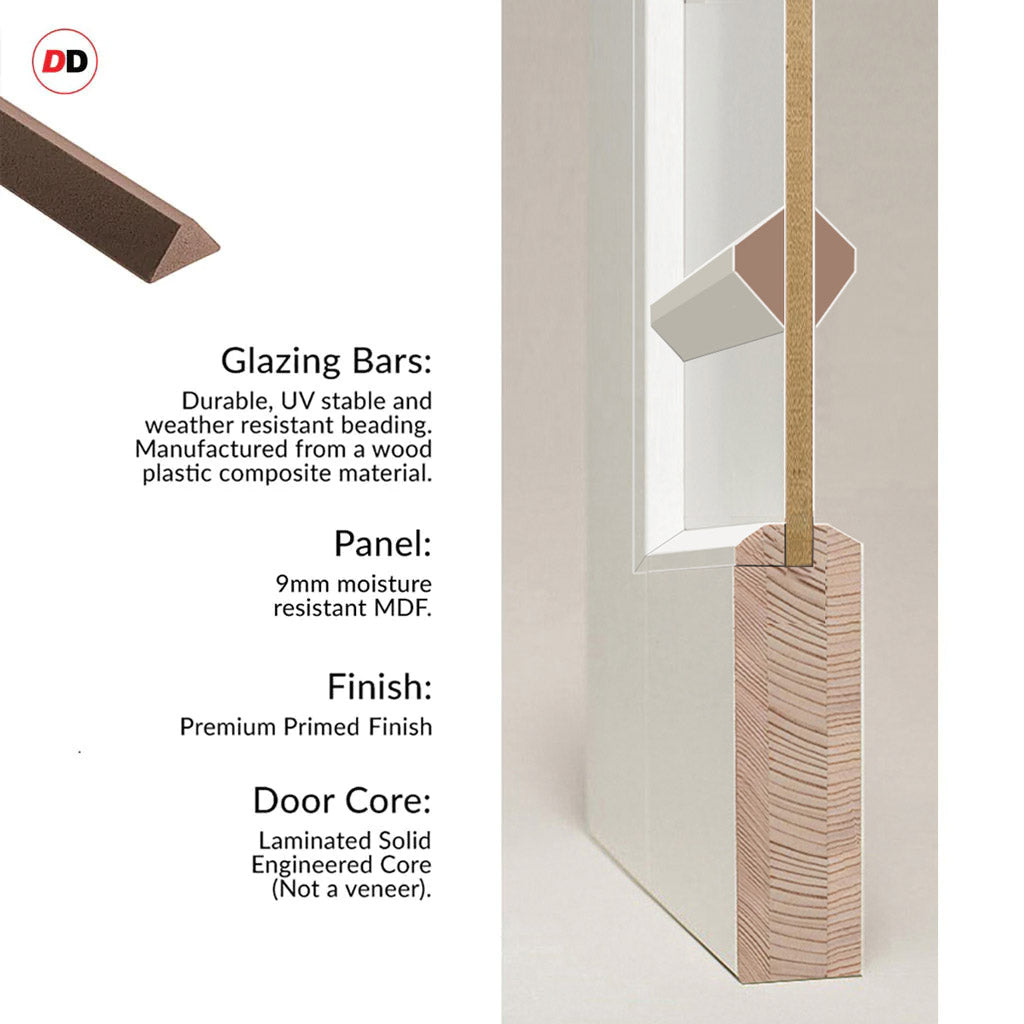 Aria Panel Solid Wood Internal Door UK Made DD0124P - Cloud White Prem