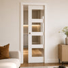 Coventry Shaker Single Evokit Pocket Door - Clear Glass - White Primed