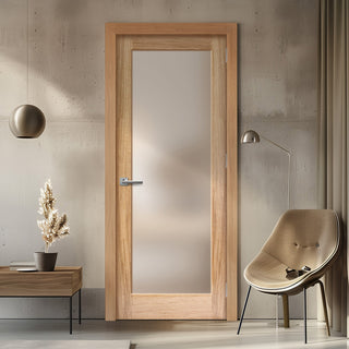 Image: EasiKit Internal Door and Frame Kit - Pattern 10 Oak Internal Door - Full Pane Frosted Glass