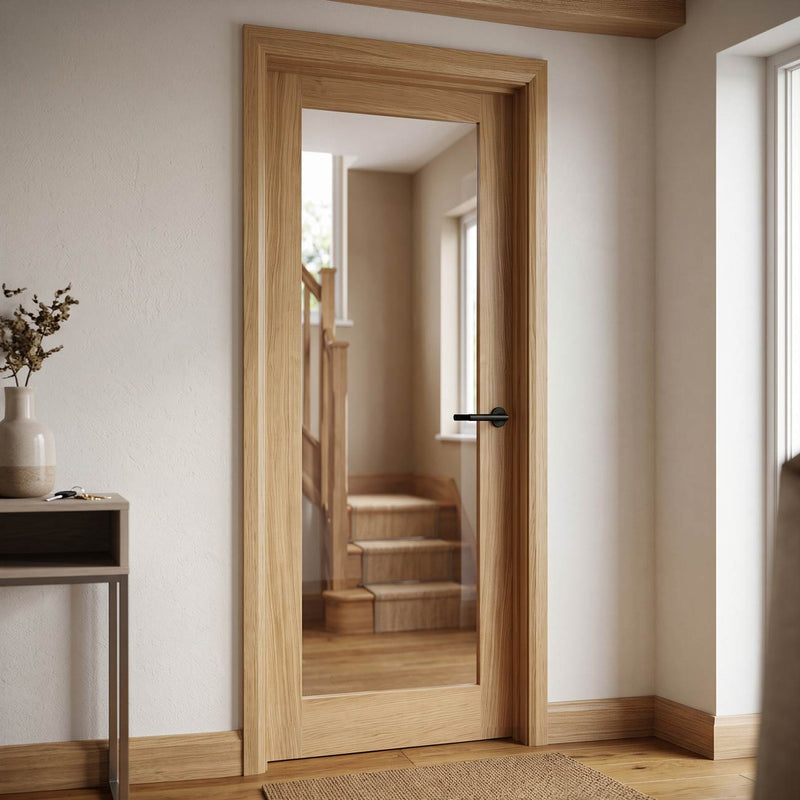 Full Pane Oak Internal Door - Clear Glass