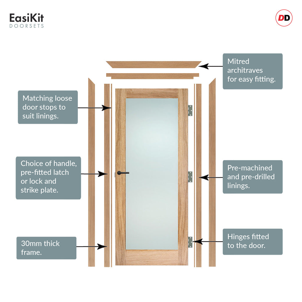 EasiKit Internal Door and Frame Kit - Pattern 10 Oak Internal Door - F
