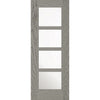 Premium Single Sliding Door & Wall Track - Vancouver Light Grey Door - Clear Glass - Prefinished