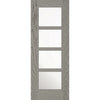 Premium Single Sliding Door & Wall Track - Vancouver Light Grey Door - Clear Glass - Prefinished