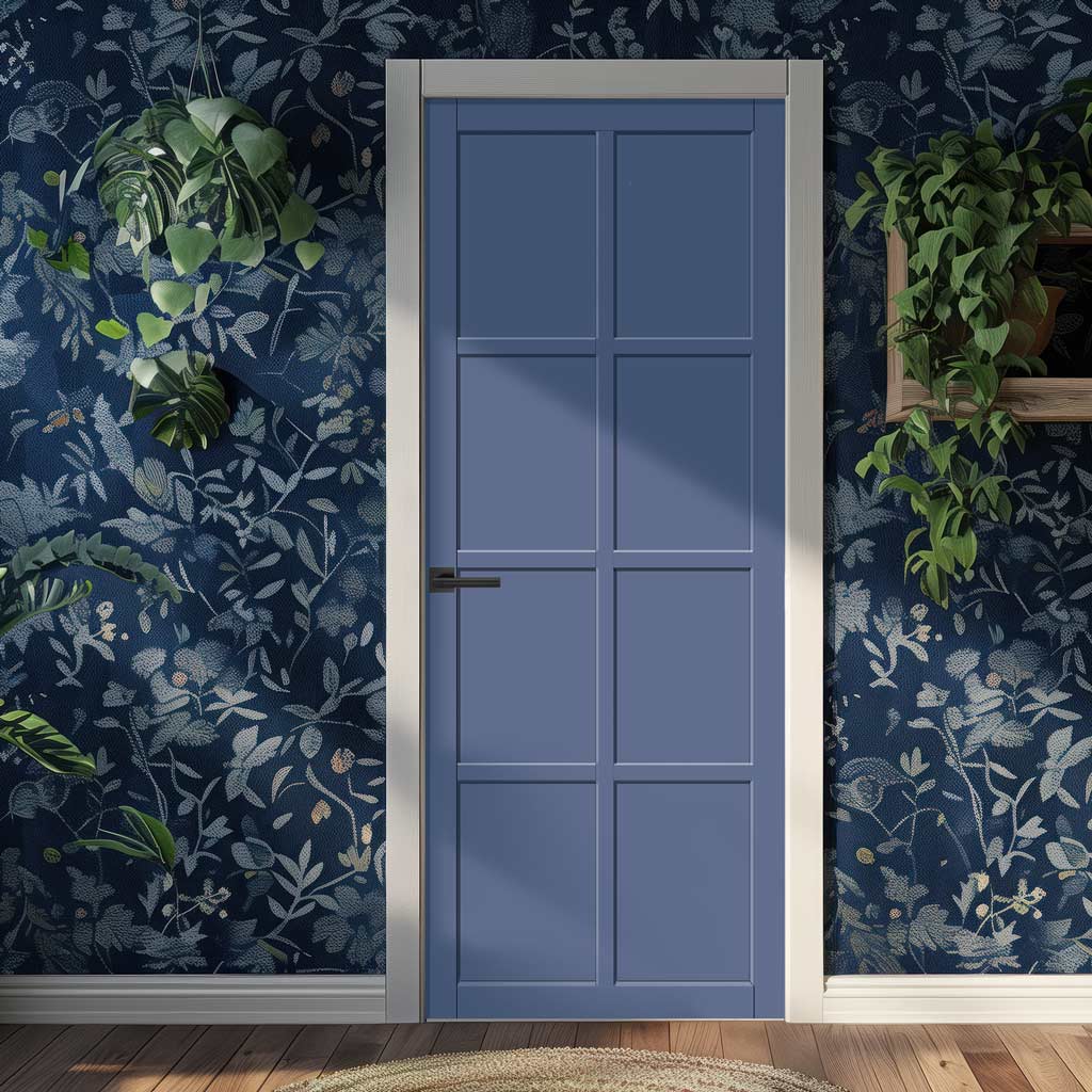 Perth 8 Panel Solid Wood Internal Door UK Made DD6318 - Eco-Urban® Heather Blue Premium Primed