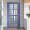 Perth 8 Pane Solid Wood Internal Door UK Made DD6318G - Clear Glass - Eco-Urban® Heather Blue Premium Primed