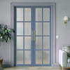 Eco-Urban Perth 8 Pane Solid Wood Internal Door Pair UK Made DD6318SG - Frosted Glass - Eco-Urban® Heather Blue Premium Primed