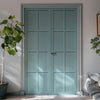 Perth 8 Panel Solid Wood Internal Door Pair UK Made DD6318  - Eco-Urban® Sage Sky Premium Primed