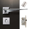 Zenith Door Lever Bathroom Handle Pack - 4 Square Hinges - Polished Chrome Finish