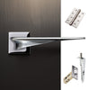Zenith Double Door Lever Handle Pack - 6 Square Hinges - Polished Chrome Finish - Combo Handle and Accessory Pack