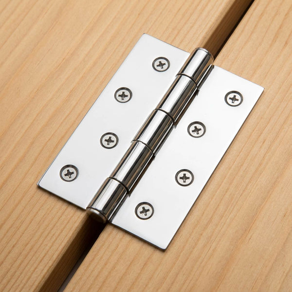 3x Ares Loft Style Polished Stainless Steel Hinges - 102x67mm