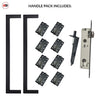 Concord XL 400mm Back to Back Double Door Pull Handle Pack - 8 Square Hinges - Matt Black