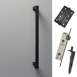 Image: Concord XL 400mm Back to Back Double Door Pull Handle Pack - 6 Square Hinges - Matt Black